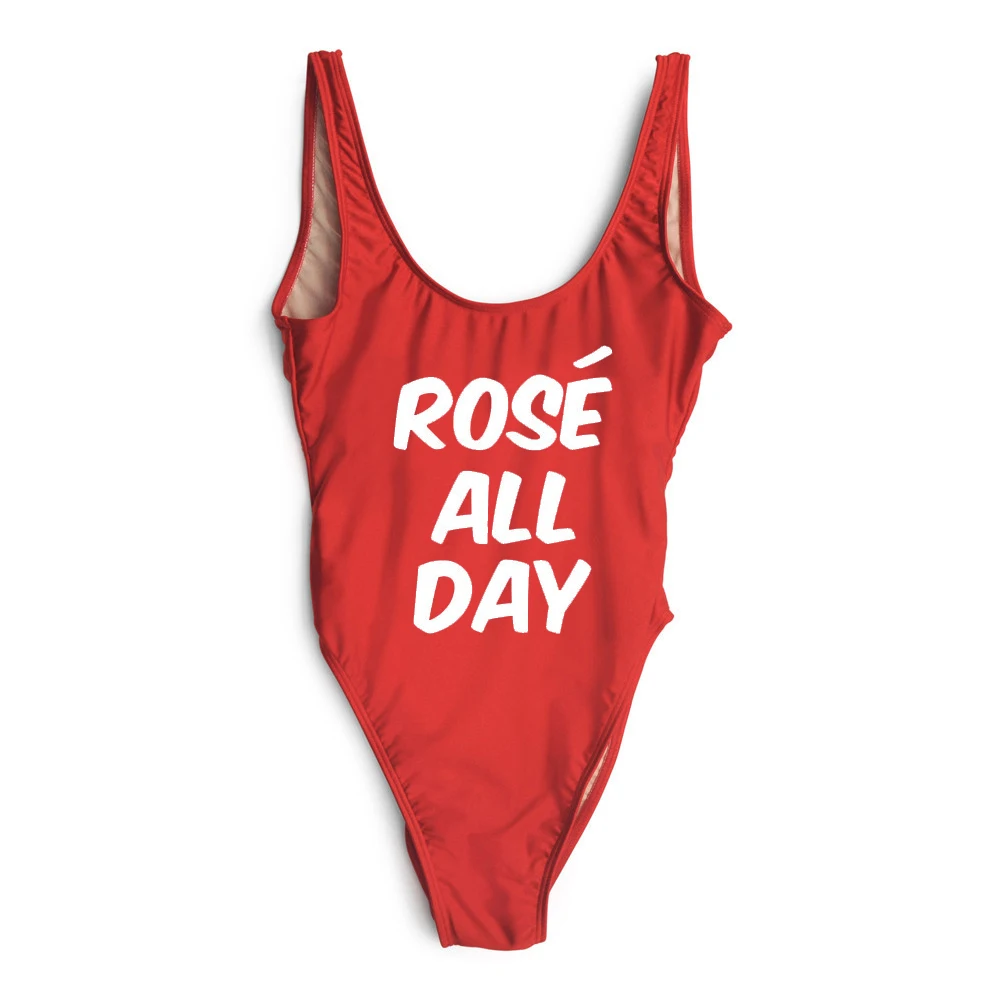 

Fashion Clothing New Women Swimwear ROSE ALL DAY Letter One Piece Suits Bathing Swimsuits Jumpsuit Rompers