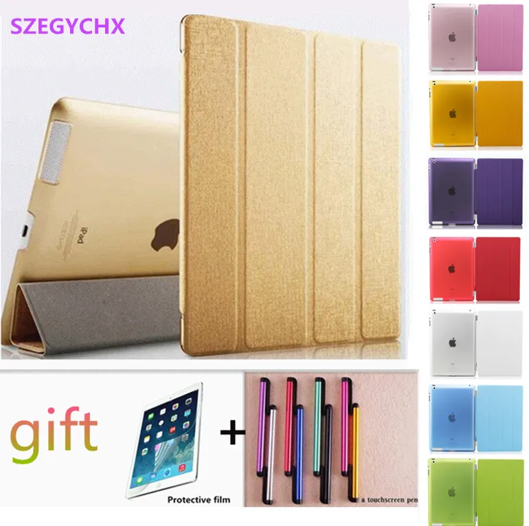 Шелк кожа чехол защитный для iPad 2 3 4 планшета + ручка касания защитная пленка