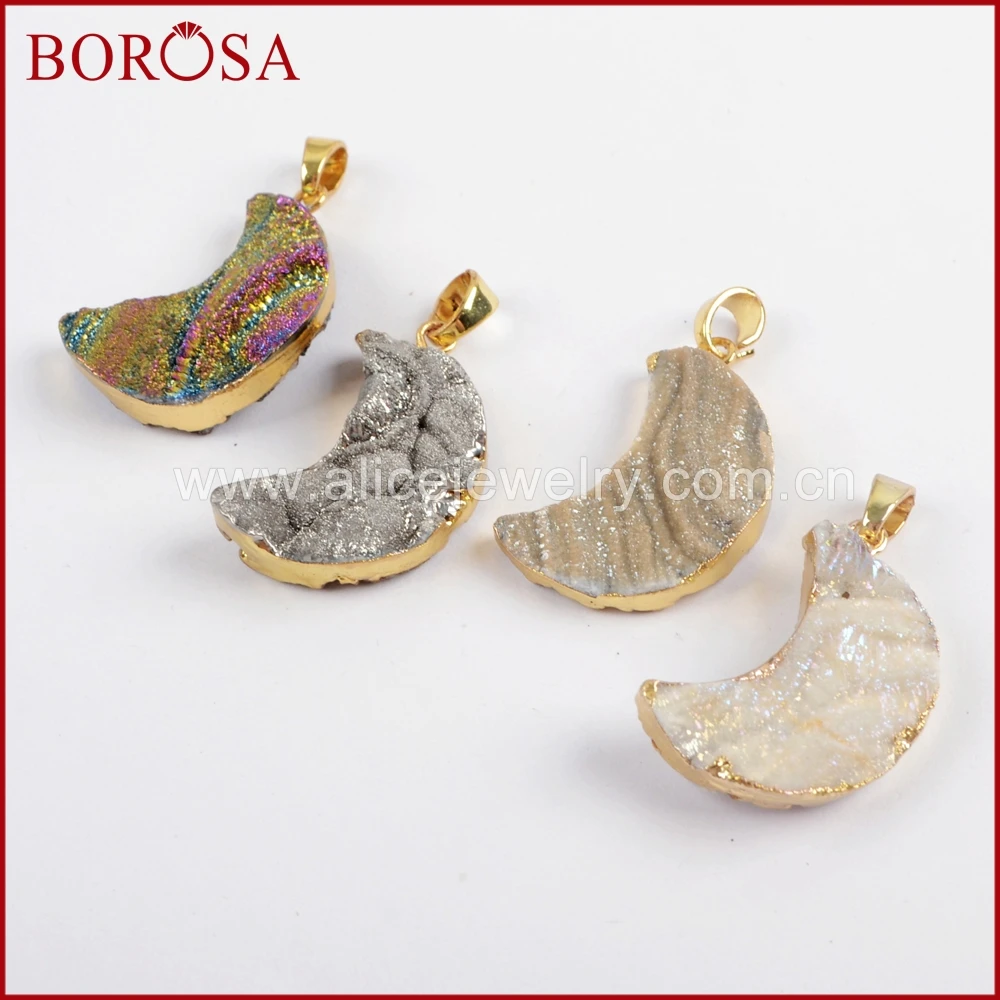 Бусины-подвески BOROSA из титана радуги Луны кварца для ожерелья ювелирные изделия