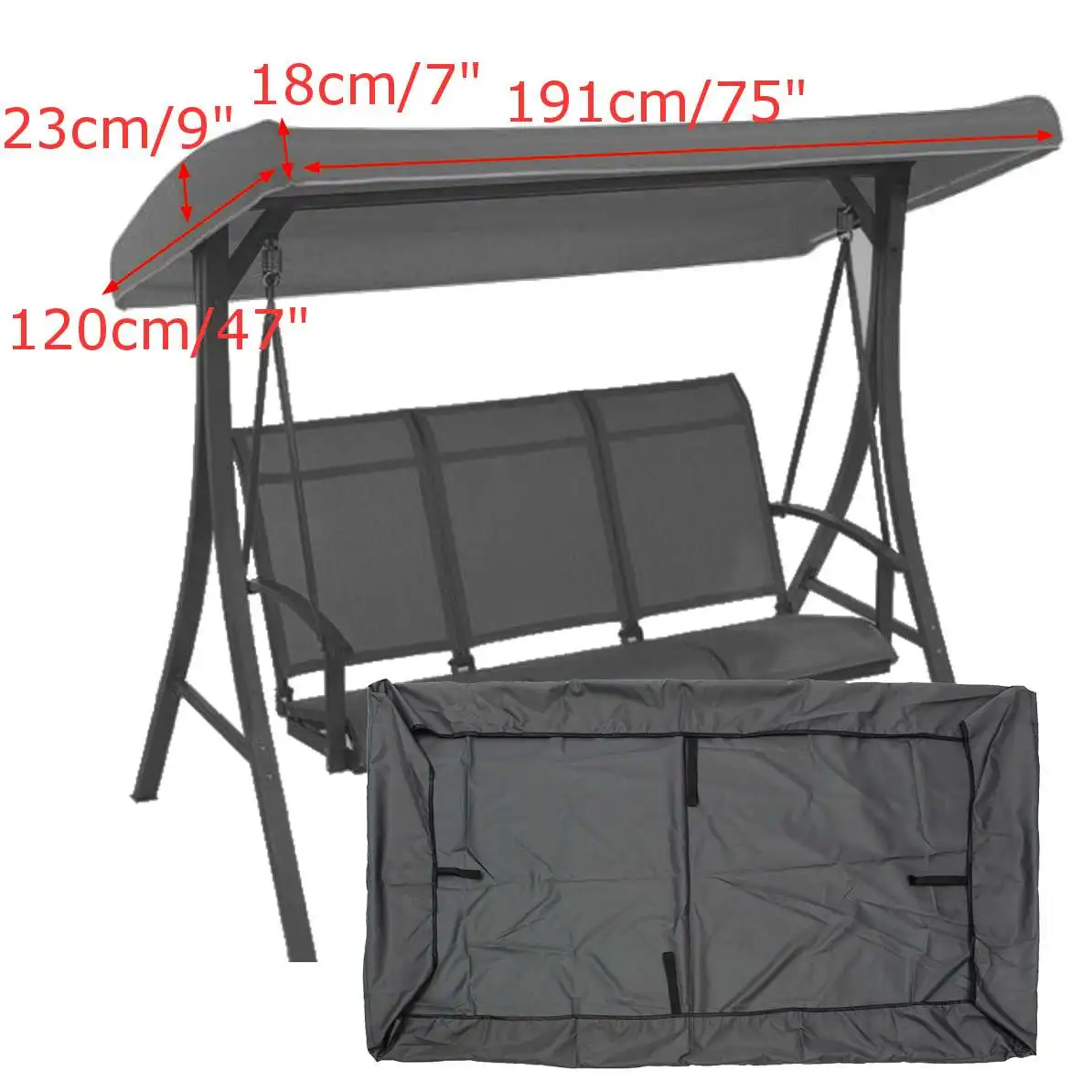gray 191x120x23 см навес, водонепроницаемое кресло-качалка, тент от солнца, кемпинг, качели на крыше, замена садовых принадлежностей, тканевый козырек от солнца - Цвет: gray