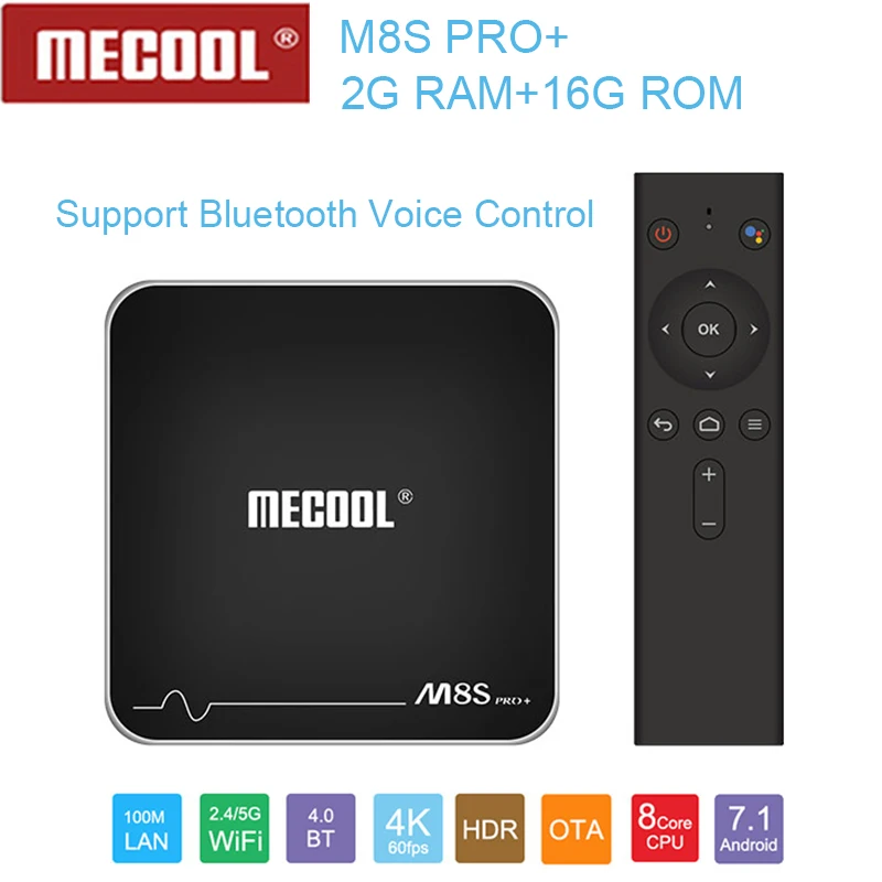 Mecool tv box M8s Pro+ Android 7,1 tv box 2G DDR3 16G rom 2,4G wifi медиаплеер USB Blutooth Голосовое управление Smart home телеприставка