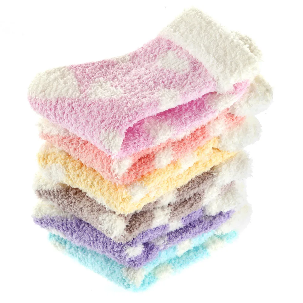 6 пар женские одноцветные зимние толстые теплые носки из кораллового флиса для