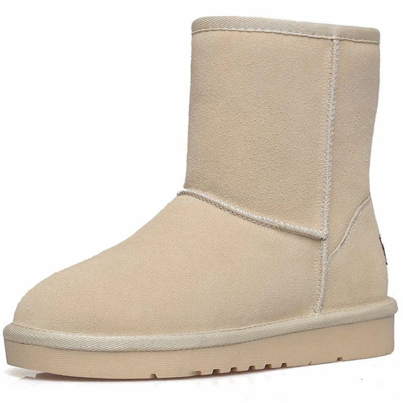Snow Boots Women Waterproof Australia Slip On Brand 2019 New Warm Winter Suede Flat Shoes Solid Color Fur Sapatos Femininos Hot | Обувь