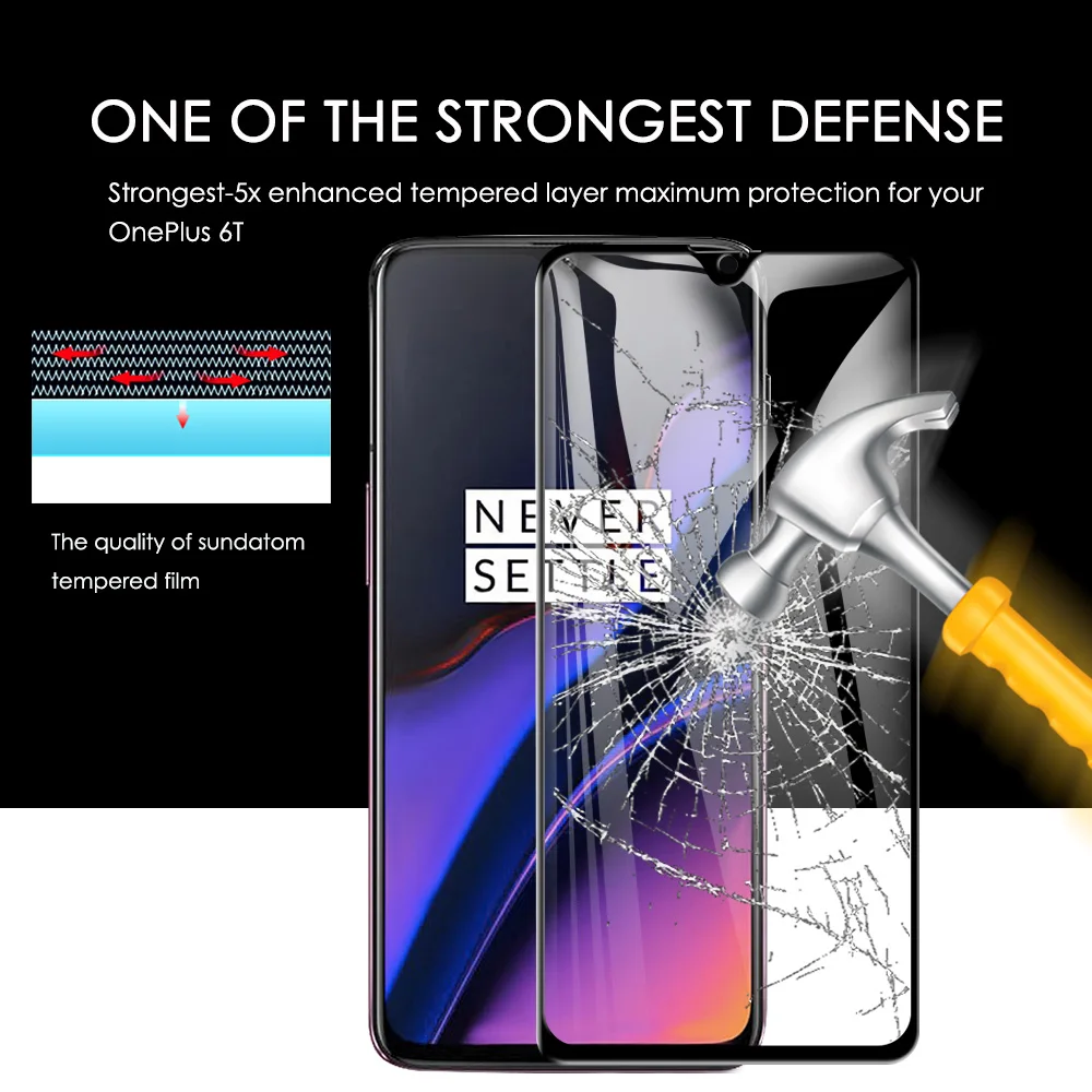 One Plus 6 T Защитная пленка для экрана из закаленного стекла с полным покрытием 3D Edge