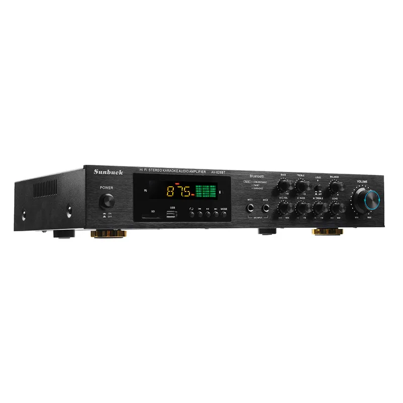 Беспроводной усилитель звука для караоке USB/SD HIFI 1120 Вт bluetooth 4 Ом мощности стерео