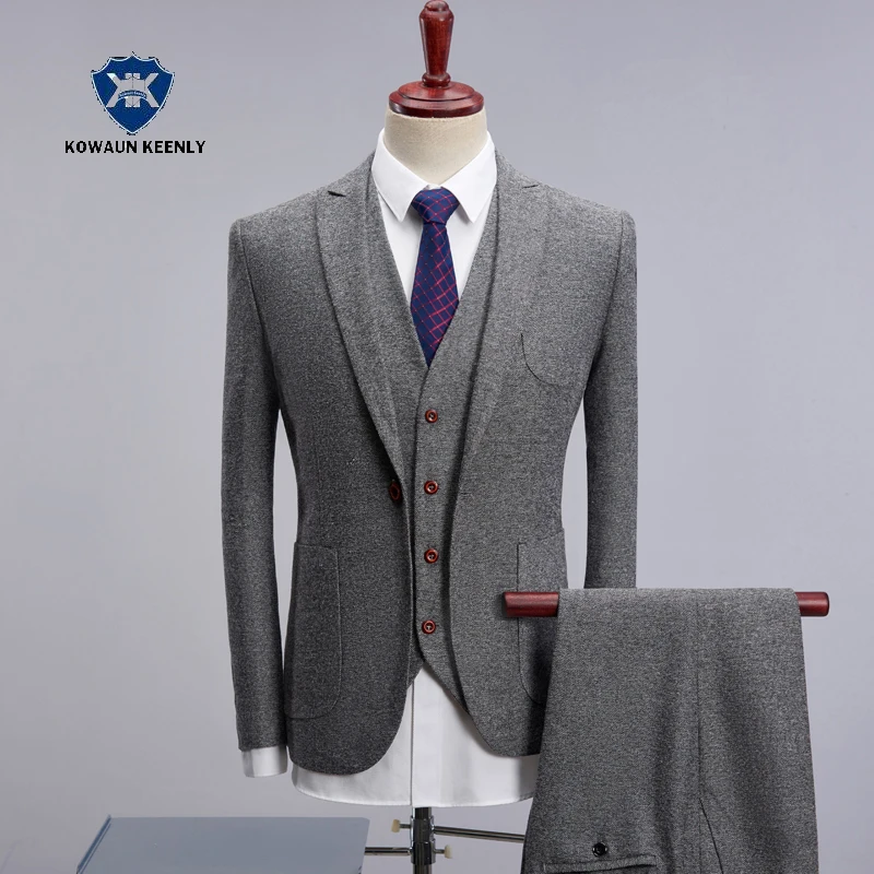 2018 одной кнопки Для мужчин Костюмы для свадьбы Slim Fit 3 предмета S платье в деловом
