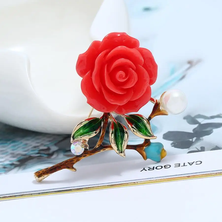 Cloisonne жемчужная брошь "Роза" знаменитости корейское издание Глазурь Искусство с корсажем значок
