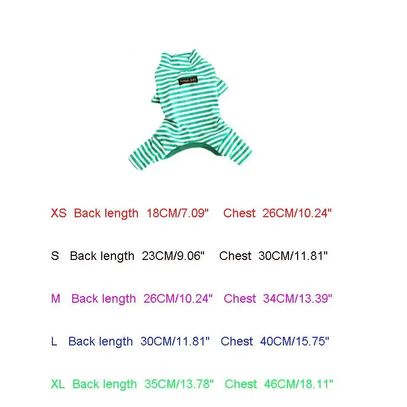 Light Green jumpsui Жилетка в полоску для собак, комбинезон для собак, футболка для собак, весенне-летняя одежда для щенков, кошек, Тедди, четыре ноги, одежда XS M L XL DOGGYZSTYLE - Цвет: Light Green jumpsui