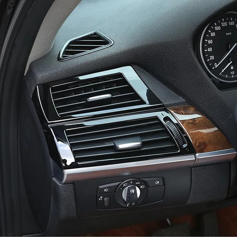 

Black Center Console Both Side Air Outlet Frame Decoration Cover Trim For BMW X5 E70 X6 E71 2008-2014 Stainless Steel