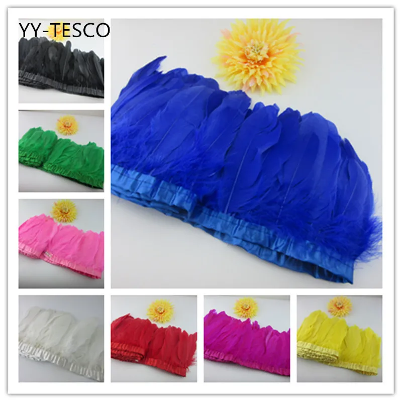 

10 yards Rose Goose Feather Trims Dyed Goose Feather Ribbons 15-20cm Duck Feather Fringes for Carnival Ornaments DIY decoration