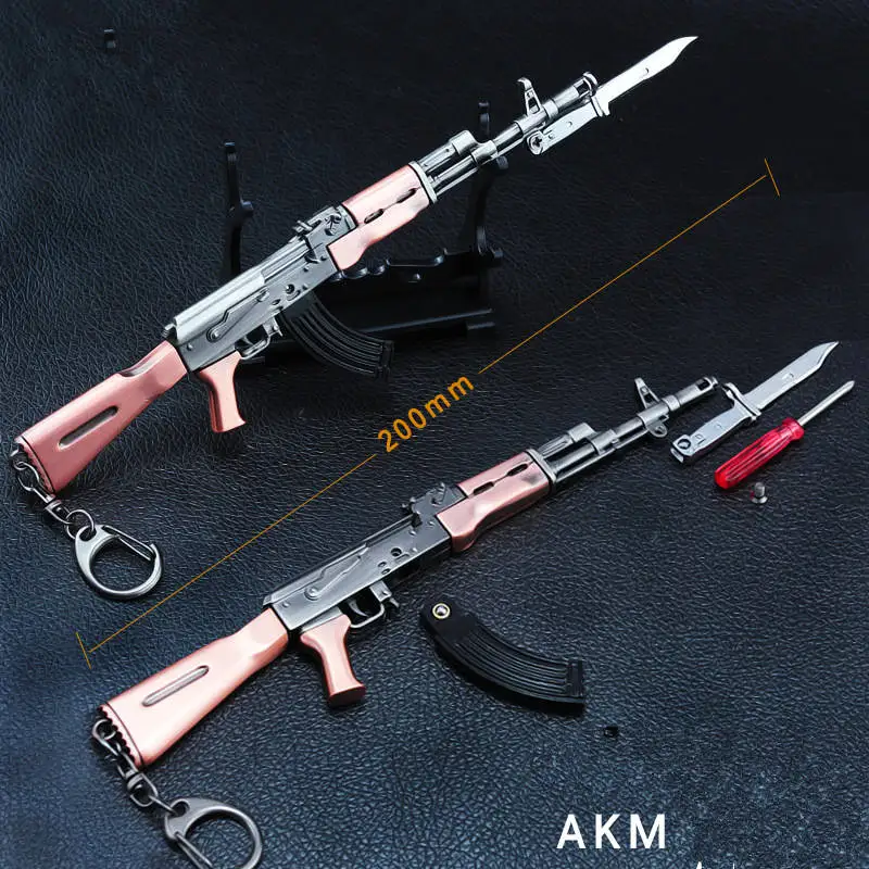 AKM Горячая игра Playerunknown's Battlegrounds 3D брелок 15 Стиль PUBG брелок кастрюля кулон забавное детское игрушечное ружье шлем аксессуары - Цвет: AKM