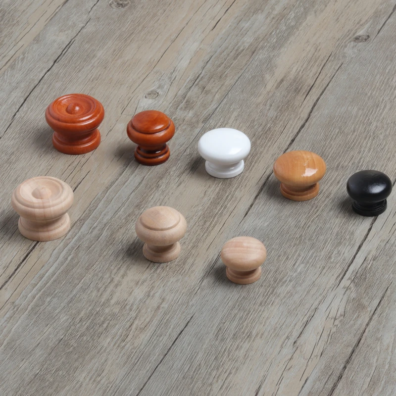 

10pcs/lot Wood Knobs Wooden Cabinet Drawer Handles Wardrobe Door Pull Handle for Furniture Caninets Wood Handles with Screws