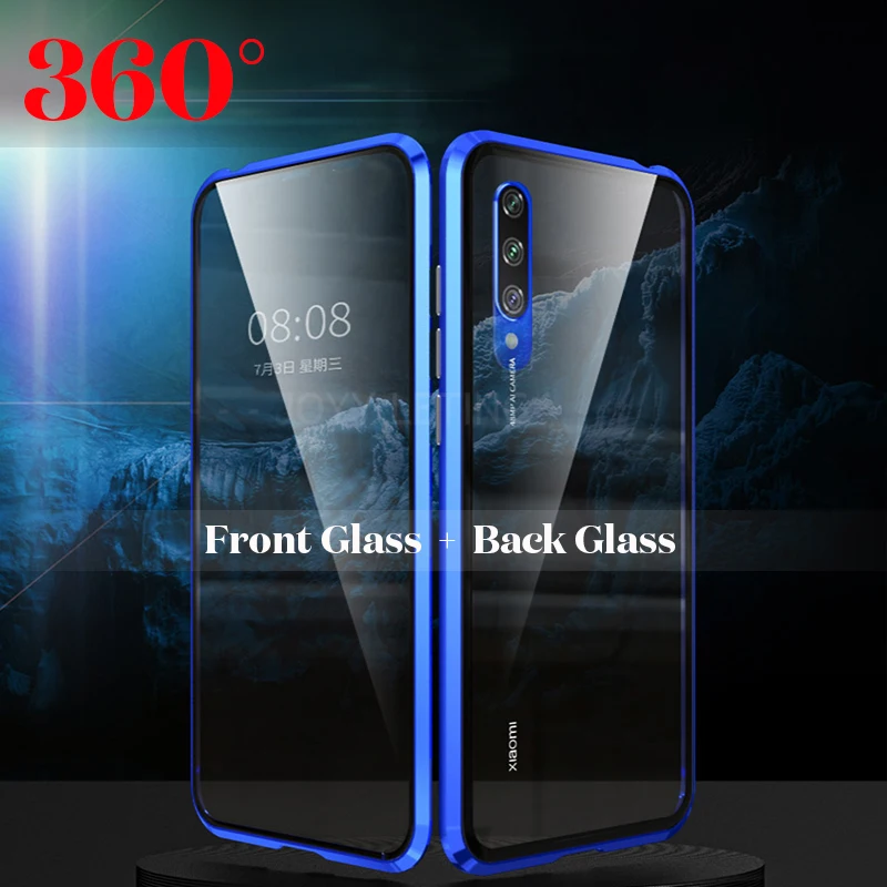 Полный защитный Магнитный чехол для Xiaomi mi cc9 Xiao металлический бампер переднее +