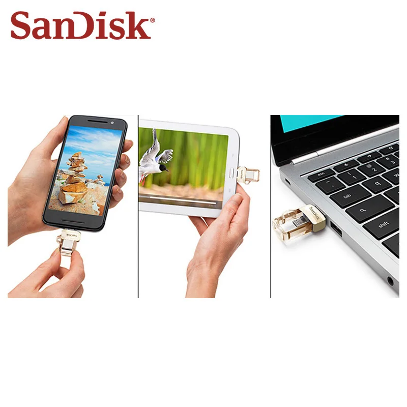 USB 3 0 SanDisk ультра двойной OTG флеш накопитель до 150 МБ/с. 32 Гб оригинальный для