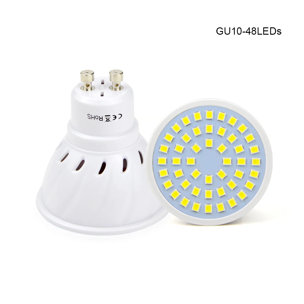 Высокая яркость GU10 Светодиодная лампа прожектор AC 220V 230V 240V 48/60/80 Leds Cup Light 5w 7w 9w