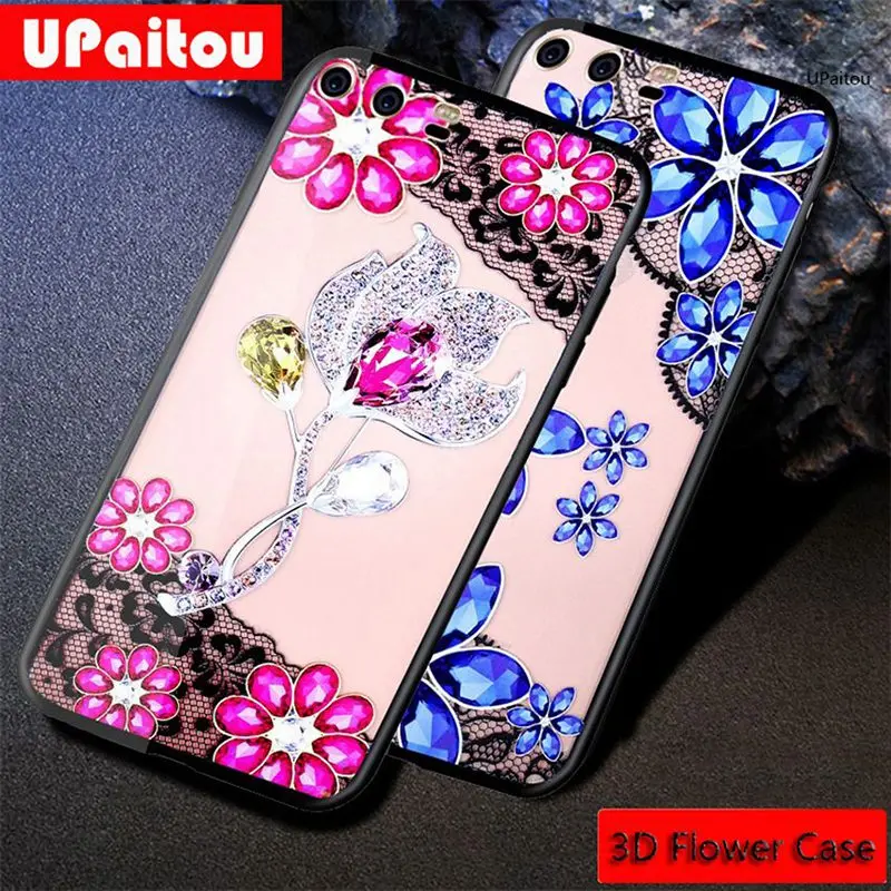 UPaitou 3D рельефный кружевной Цветочный чехол для телефона huawei P Smart + Nova 3i 3 3E P20 Lite P20lite