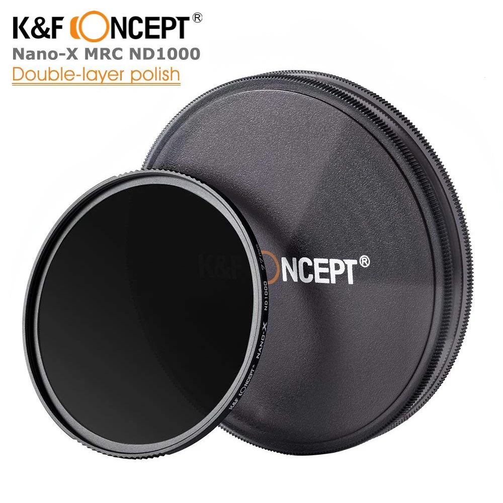 K& F CONCEPT тонкий ND1000 52/58/62/67/72/82 мм ND фильтр объектива мультипросветление с каждой стороны Стекло набор УФ-фильтров с нейтральной плотностью фильтр для sony цифровой зеркальной камеры Canon Nikon Камера