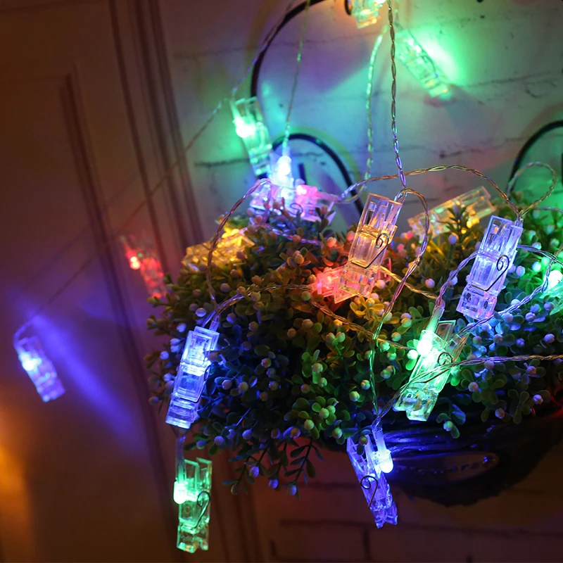 Shinning town 1.5M 3M USB LED String lights Card Photo Clip Holder Battery Powered for Christmas New Year Party Wedding | Лампы и