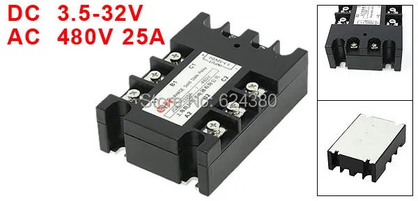 

DC 3,5-32V to AC 480V 25A трехфазное твердотельное реле