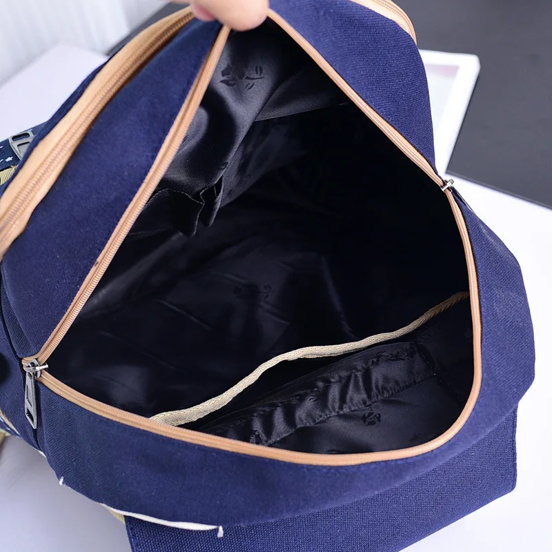 Комплект из 3 предметов Женский школьный рюкзак с принтом холщовые школьные