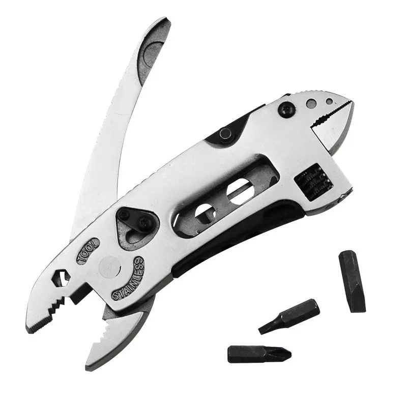 Multitool Wrench Stainless Steel Spanner Tool With Pliers Wire Cutter Adjustable Screwdriver Jaw Outdoor Survival Emergency Gear | Спорт и