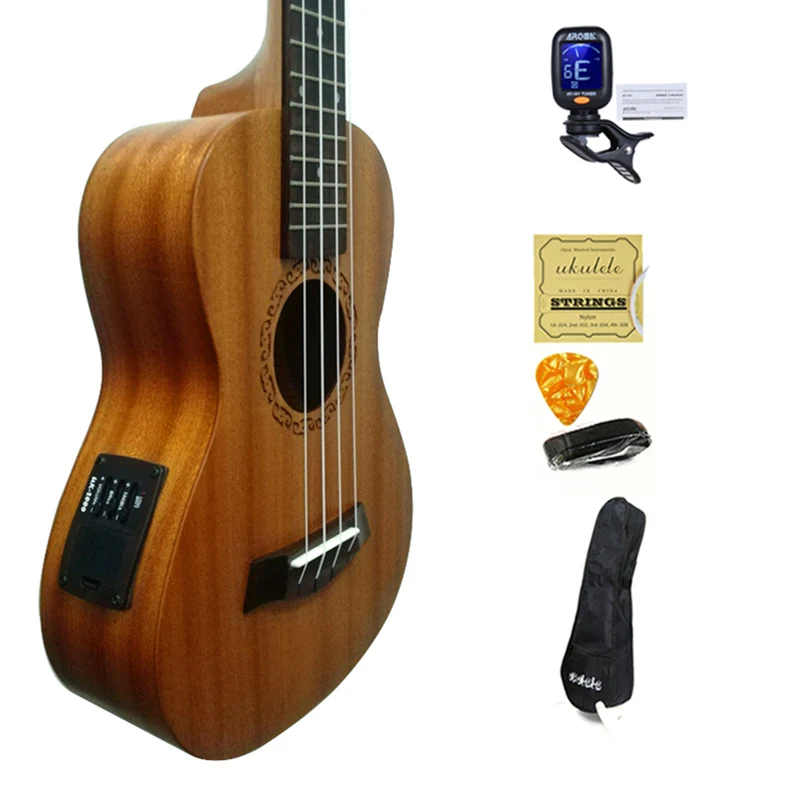 SevenAngel Гавайская гитара Сопрано тенор Ukelele мини Гавайская Акустическая гитара электрическая Гавайская гитара - Цвет: Electric uku set 2