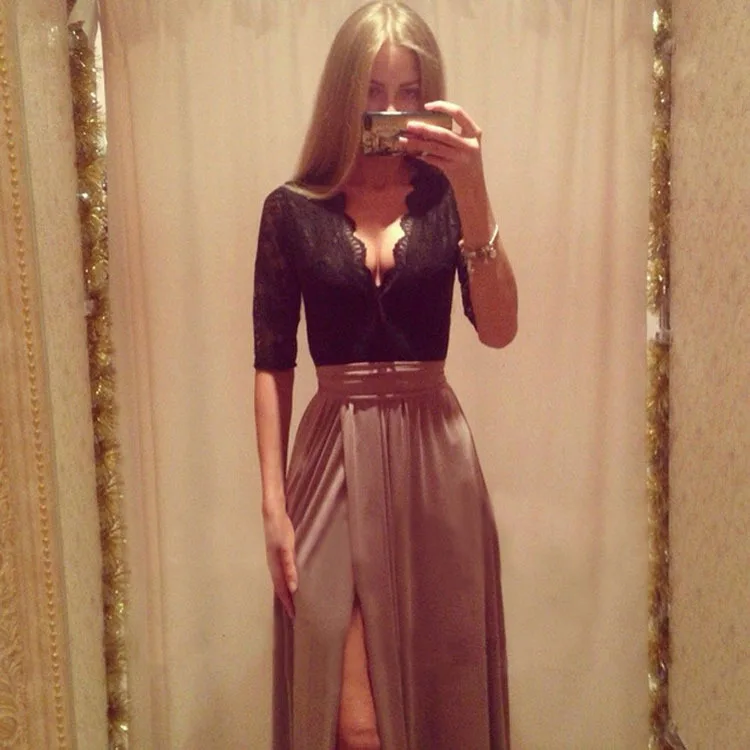 Новая осенне зимняя модная женская одежда boohoo кружевное лоскутное длинное