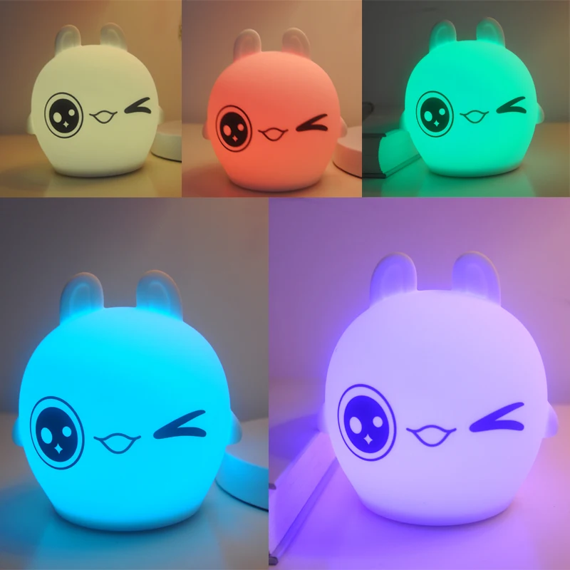 Озорной Feifei кролик ночник для детей 3D животное рядом лампа ребенок Usb Питание от