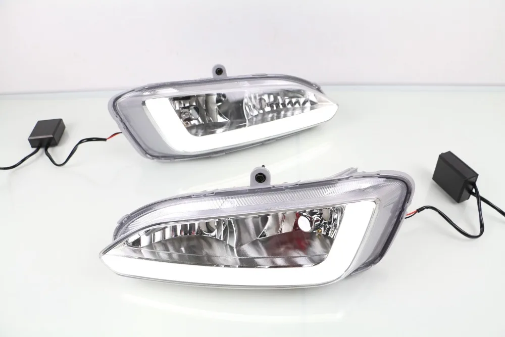 LED DRL daytime running light for Hyundai IX45 New santa fe 2013-15 guiding design pure white with yellow turn |