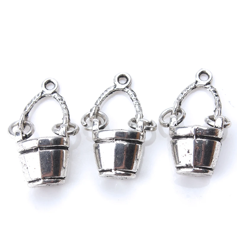 10 шт./лот ведро Шарм в античном стиле серебро с откидной ручкой для аксессуаров
