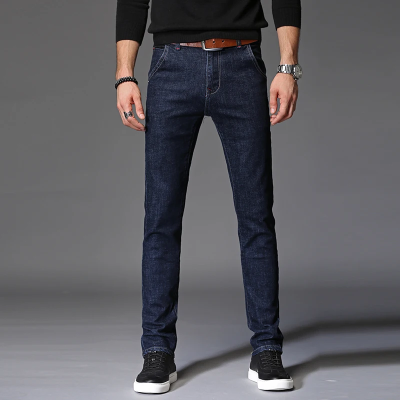 

Брюки мужские тонкие эластичные Pantalon мужские джинсы Homme Модные мужские однотонные мягкие удобные Стрейчевые джинсовые брюки размер 28-38