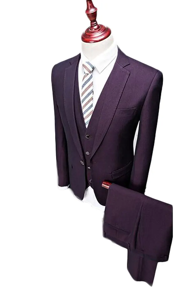 Новые высококачественные фиолетовые черные синие мужские костюмы (пиджак + жилет