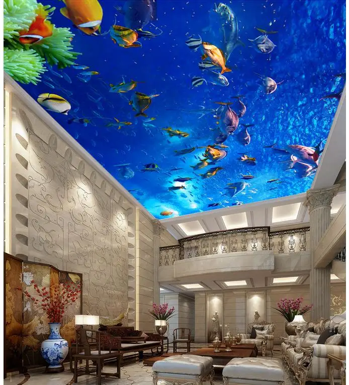 Подводный мир тропических рыбок потолочные фрески обои украшение для дома 3d