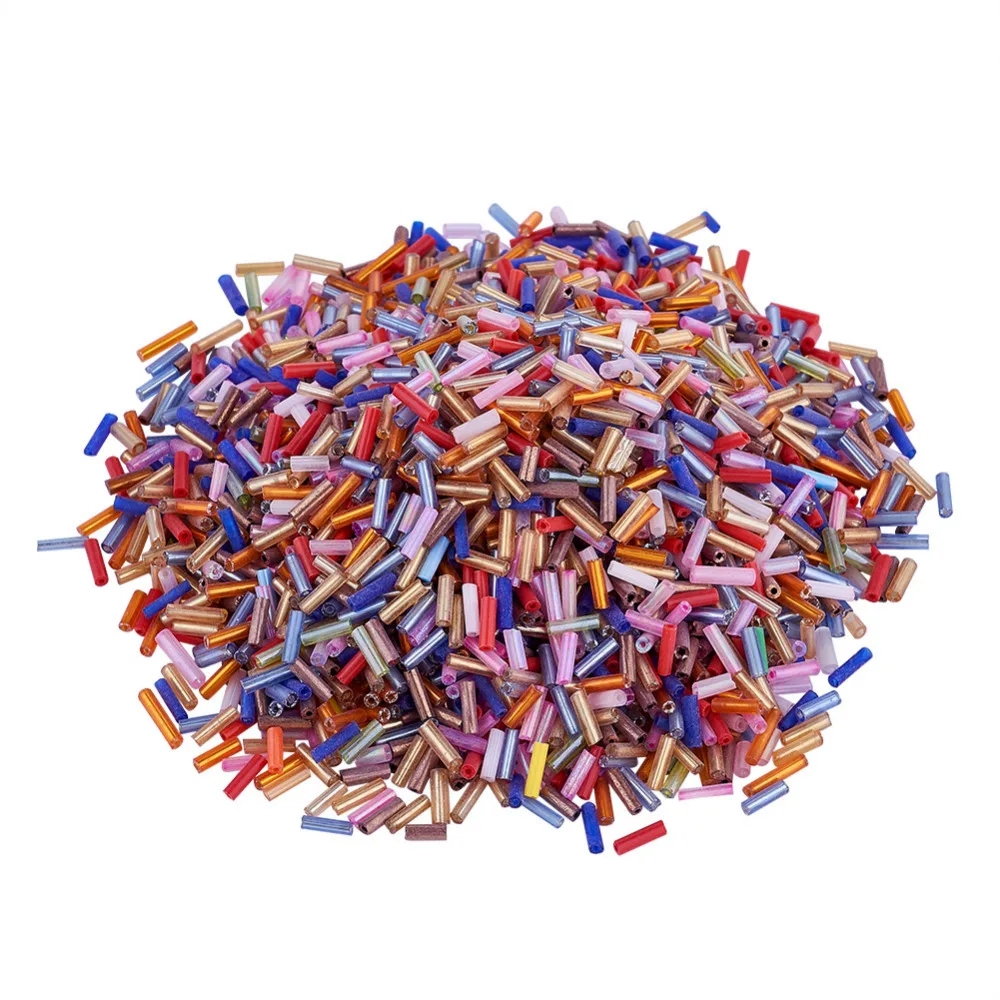 

Pandahall 10000pcs 6x2mm Glass Bugle Beads For Jewelry Making Mixed Color DIY Tube Crystal Seed Beads hole: 0.5mm