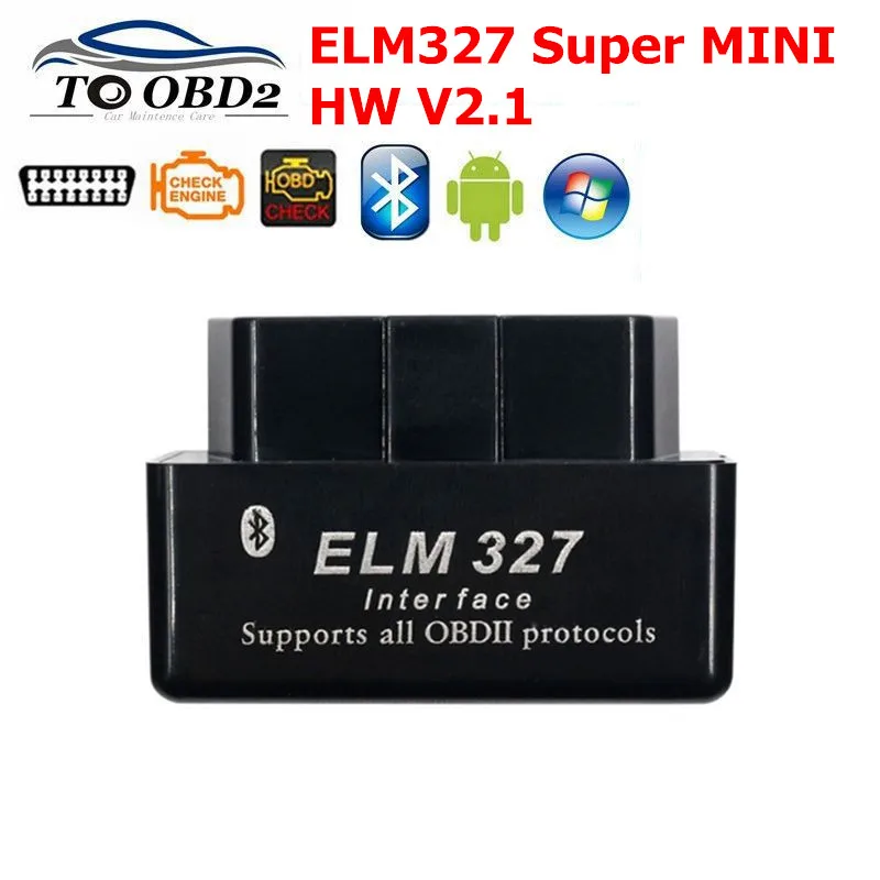 Автомобильный диагностический сканер ELM327 V2.1 миниатюрный прибор с поддержкой