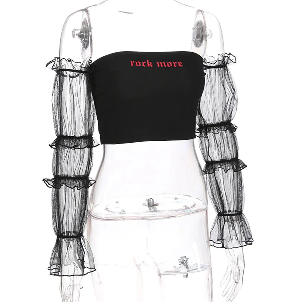 Женский летний топ с открытыми плечами,, Boob, короткий топ, Bralet, сетчатая Женская одежда, летняя футболка, Cami top 45# G6