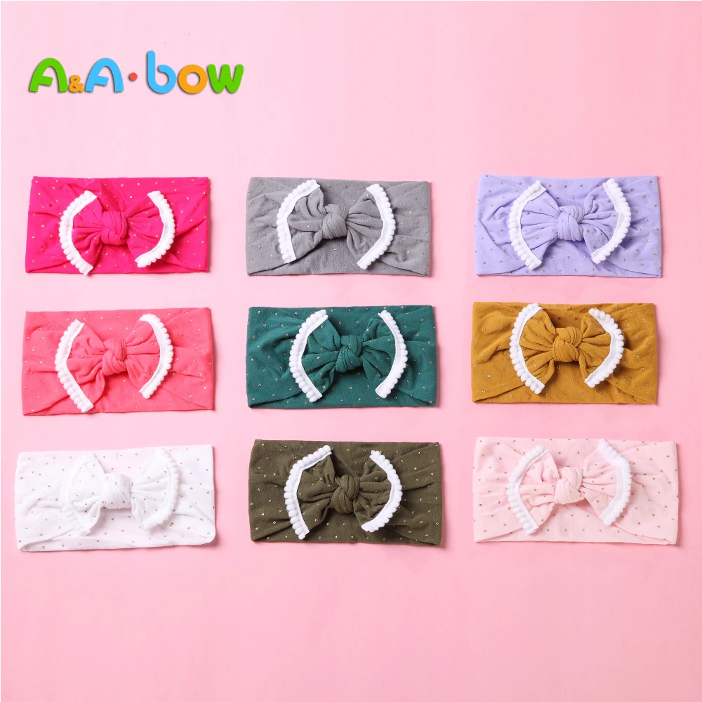 1pcs Baby Bow Colorful Girl Headbands Children Turban Headwear with Bows for Newborn Party Nylon Hair Accessories 18 Colors | Детская