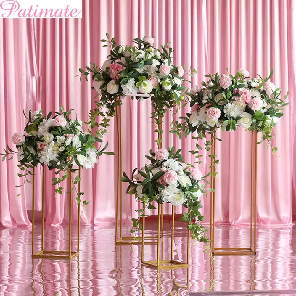 

PATIMATE Metal Flowers Vase Column Stand Wedding Centerpieces Rack Metal Pillar Road Lead Event Party Decoration Wedding Decor