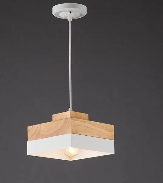 Черный белый дуб дерево железо Круглый квадратный подвесной светильник шнур