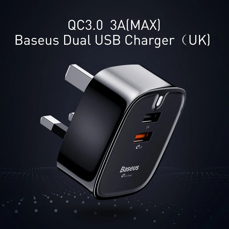 Baseus 3A двойное зарядное устройство USB Quick Charge 3,0 настенное зарядное устройство UK Plug QC3.0 быстрое зарядное устройство для samsung планшета мобильного телефона