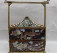 16 china brass copper cloisonne dragon phoenix bird food case casket box hamper