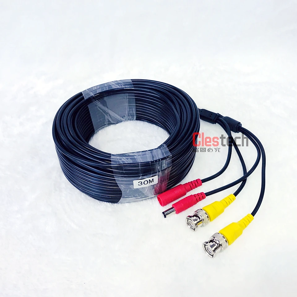 Удлинитель медный для камеры видеонаблюдения 30 м с кабелем BNC + DC | Безопасность и