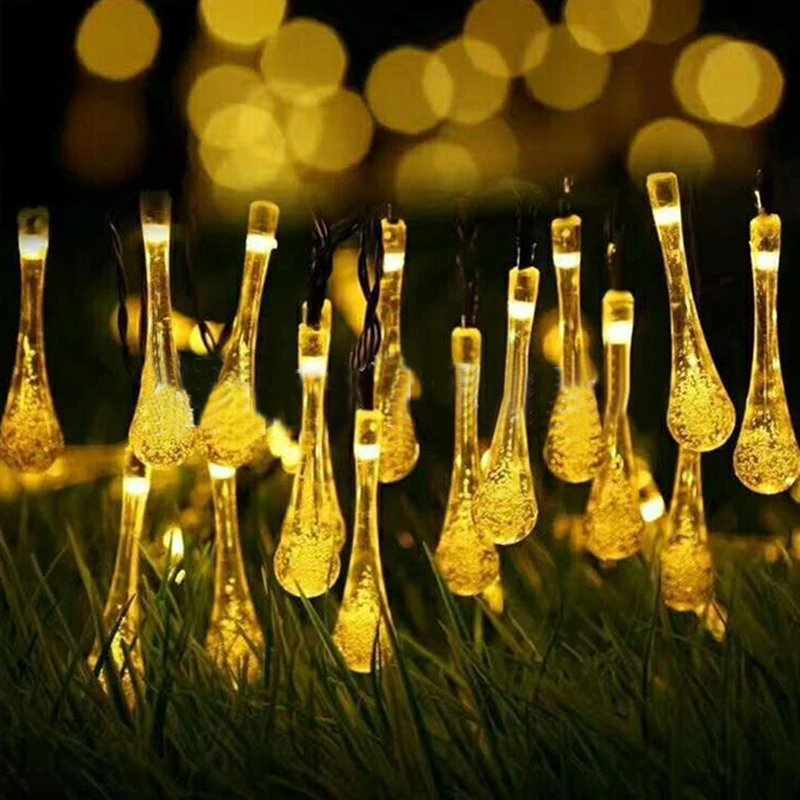 1 шт. 30LED капли воды красочный теплый белый Солнечный свет гирлянда декоративный