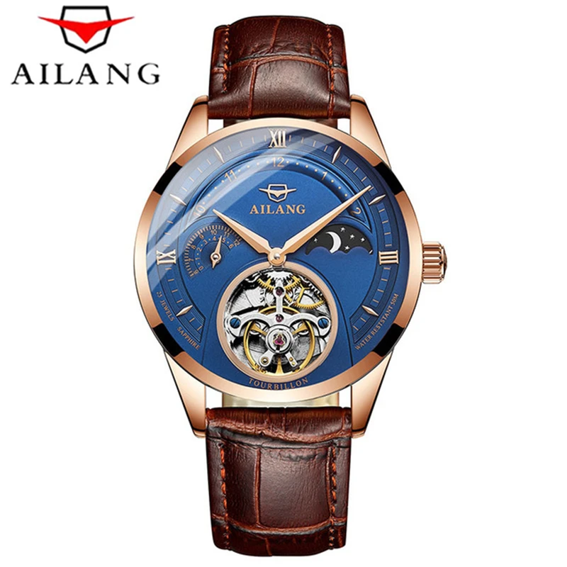 AILANG 2019 Топ бренд роскошные мужские механические часы Tourbillon автоматические