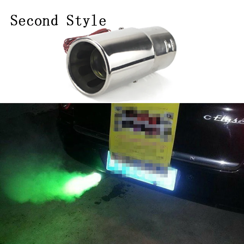 Green Second Style Универсальный автомобильный распылитель, светильник, хвост, горло, выхлопные светодиоды, модифицированный пламенный модулятор, Стайлинг, spitfire, трубы, глушитель, 4 цвета - Цвет: Green Second Style