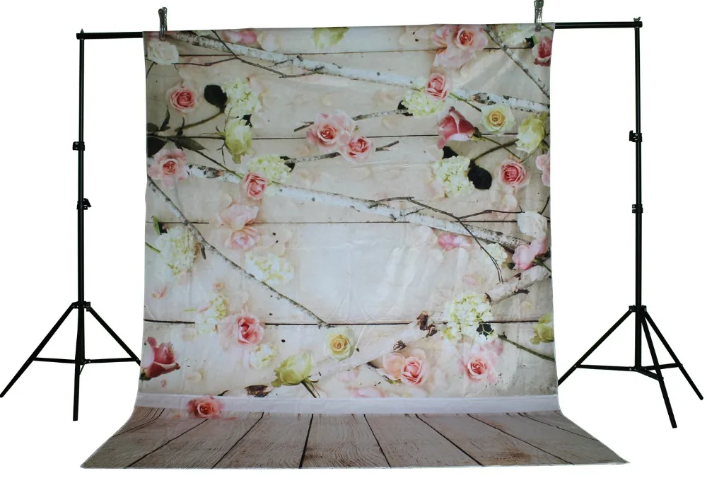 

LIFE MAGIC BOX Seamless Wrinkle-free Washable Flower Wood Backdrops Photo Backgrounds