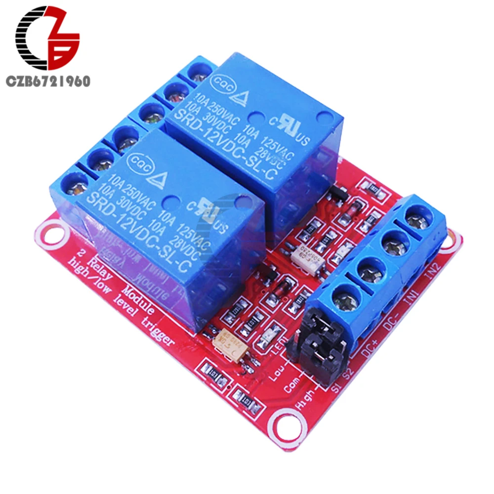 2 канала 12V реле модульный оптрон высокий и низкий уровень триггера для Arduino
