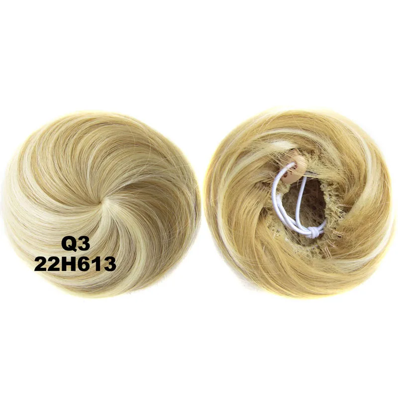 22H613 Jeedou синтетические волосы шиньон круглые сферические Updos прямые волосы клип на пучок волос валик-бублик светло-коричневые цветные шиньоны - Цвет: 22H613