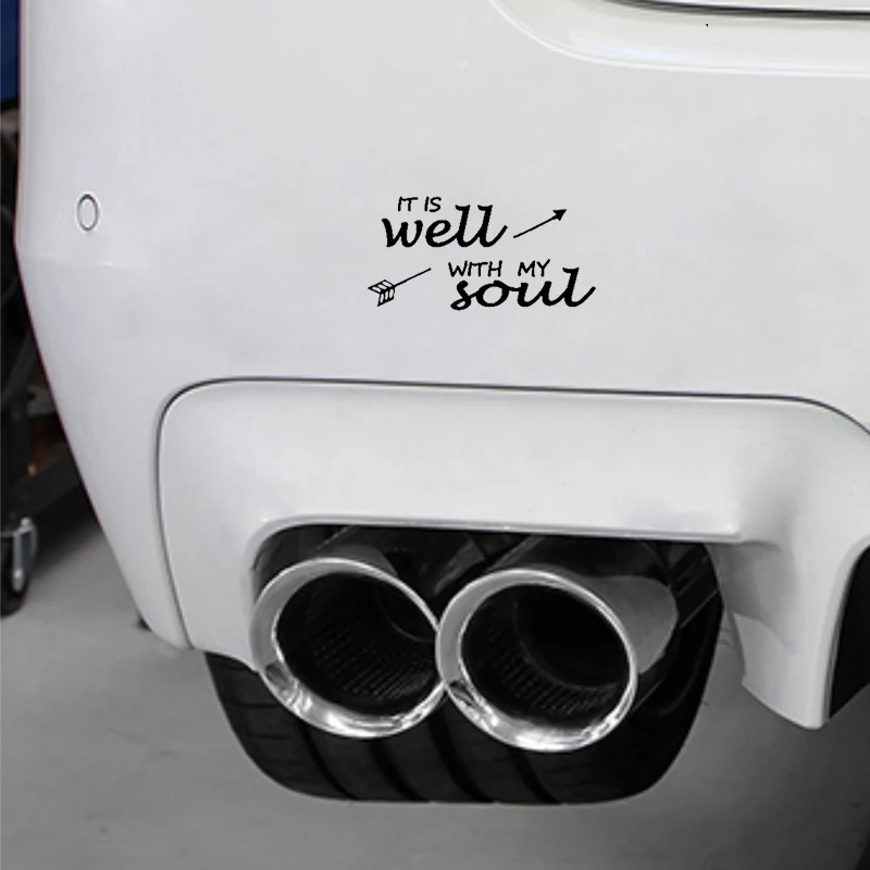 

YJZT 12.7CM*6.4CM It Is Well With My Soul Jesus Vinyl Car Motorcycle Stickers Decals Black/Silver C13-00076