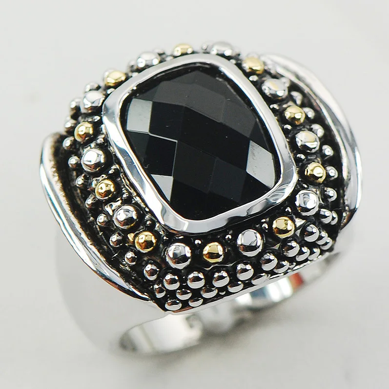 

Black Onyx Women 925 Sterling Silver Ring F955 Size 6 7 8 9 10